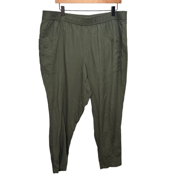 Old Navy Straight Hi Rise Taper Linen Olive Pants Size XL - Picture 1 of 10
